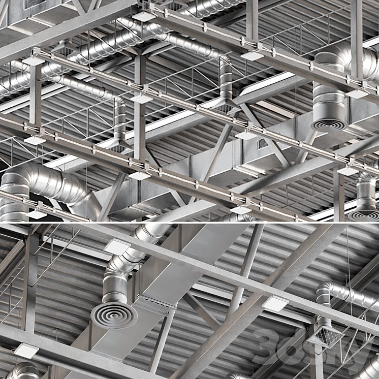Ceiling Ventilation Gray 3D Model