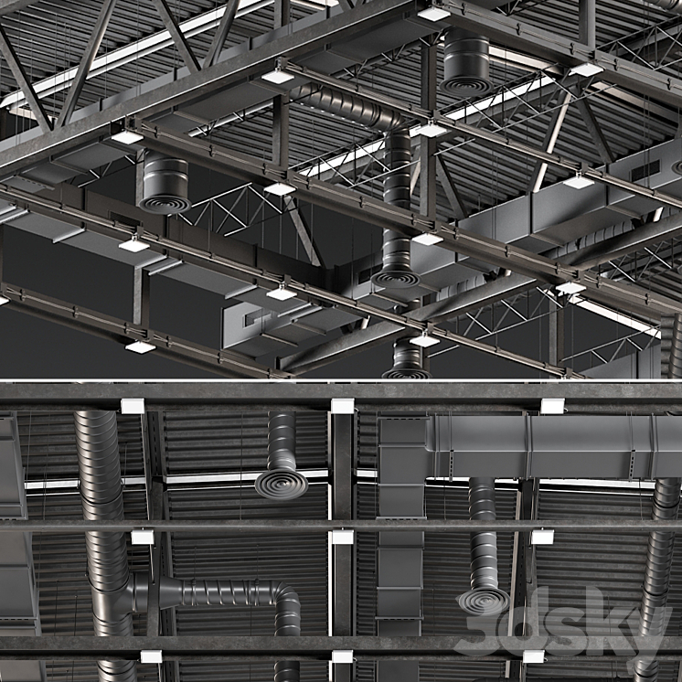 Ceiling Ventilation Black 3D Model
