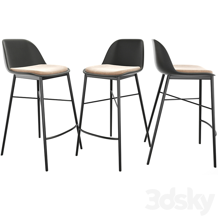 Modern bar stool 3DS Max - thumbnail 2
