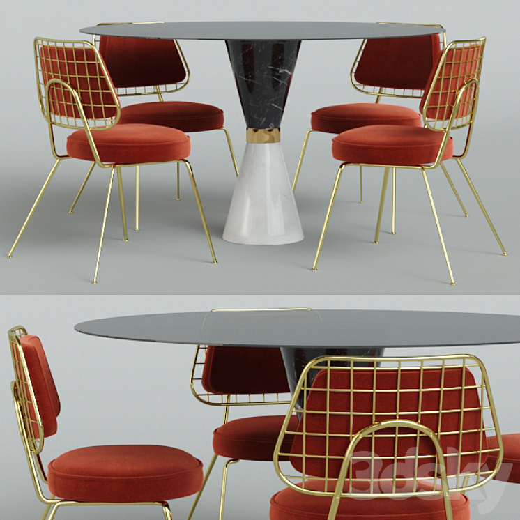 Essential Home set table and chair 3DS Max - thumbnail 1