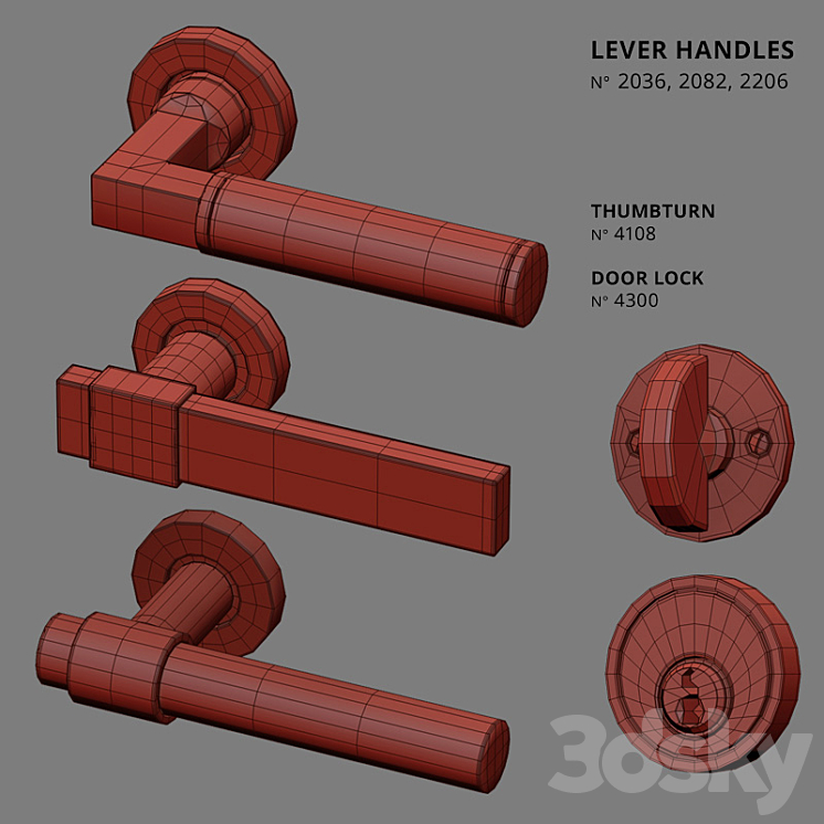 Door Lever Handles Nanz N ° 2036 2082 2206 3D Model