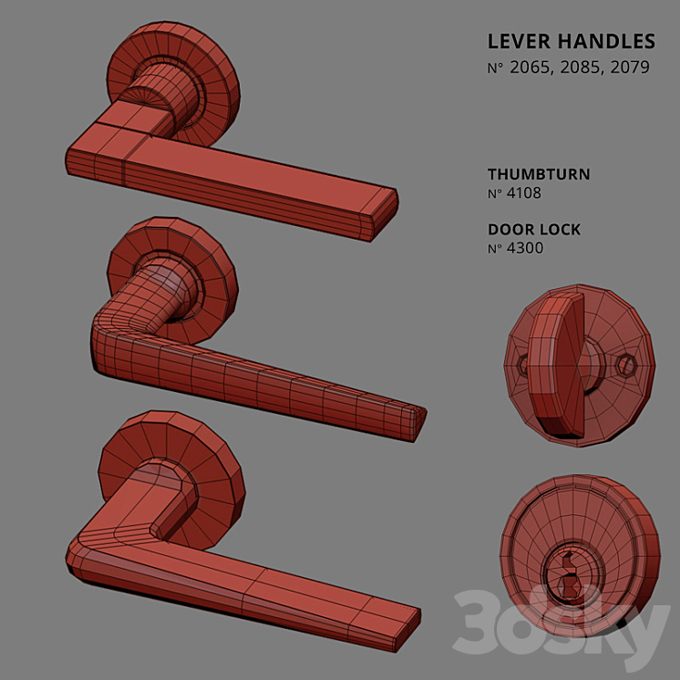 Door Lever Handles Nanz N ° 2065 2085 2079 3D Model