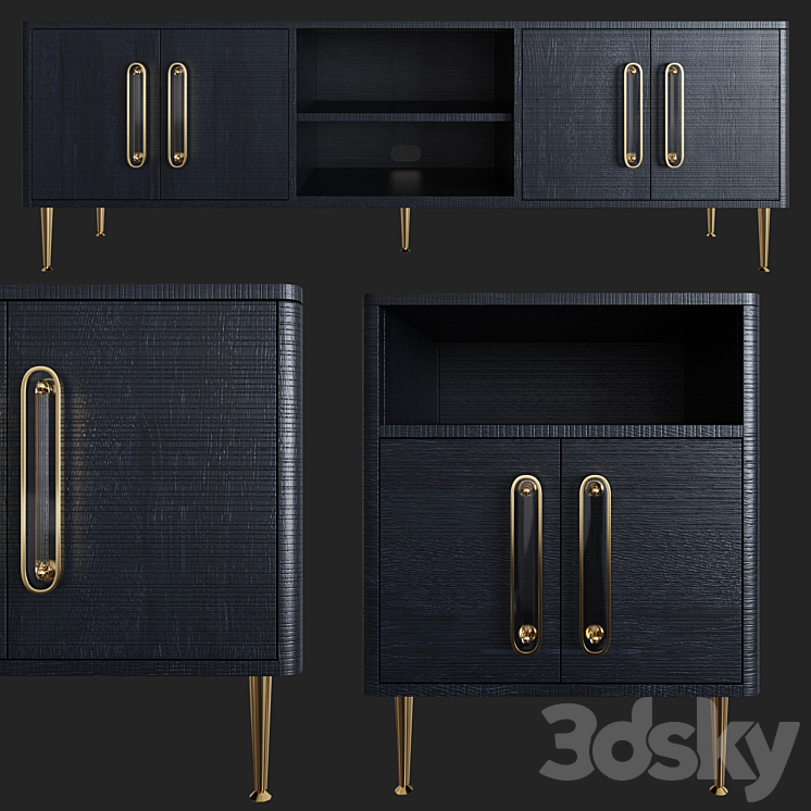 Odetta Media Console & Nightstand 3DS Max - thumbnail 2