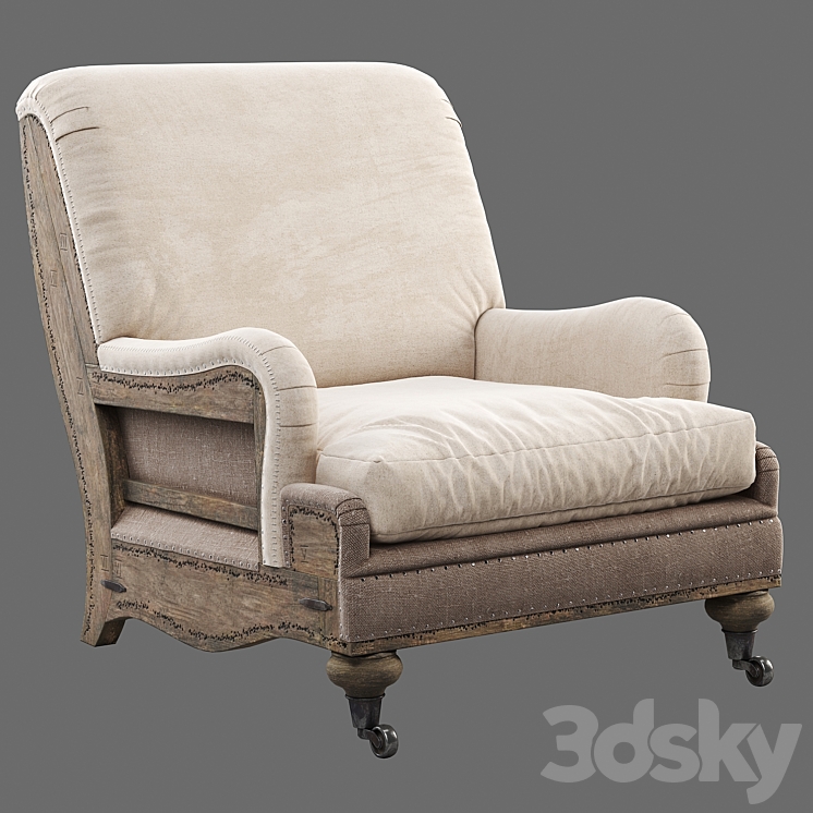 RH Deconstructed English Roll Armchair Arm chair 3D model