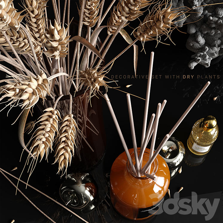 Decorative set with dry plants 3DS Max - thumbnail 2
