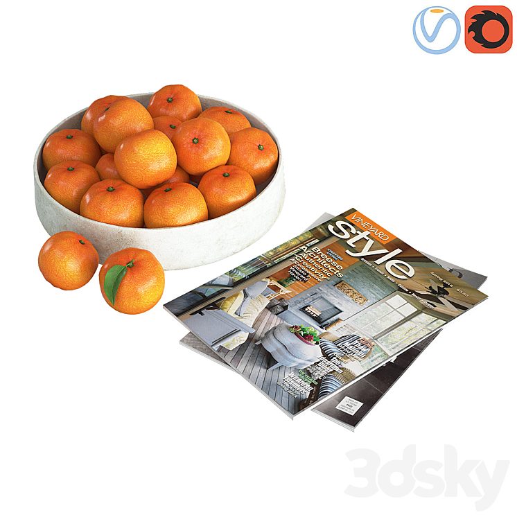 Fruit bowl mandarins 3DS Max - thumbnail 1