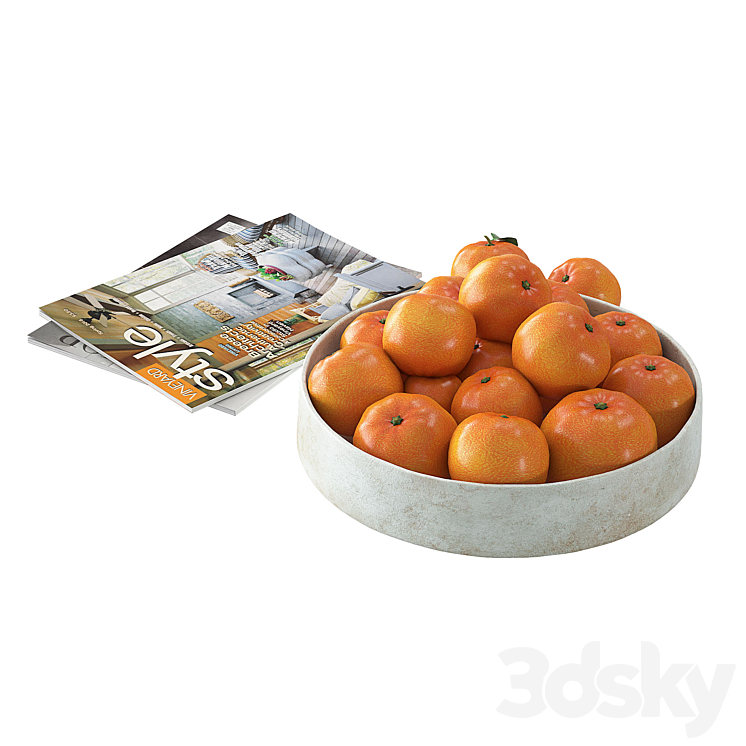 Fruit bowl mandarins 3DS Max - thumbnail 2