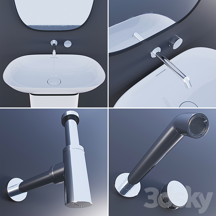 PURE Krion / ESPEJO PURE NEGRO / Bathroom Taps TONO / Siphon Noken 3D Model