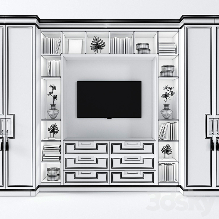 Cabinet with tv area 3 3D Model