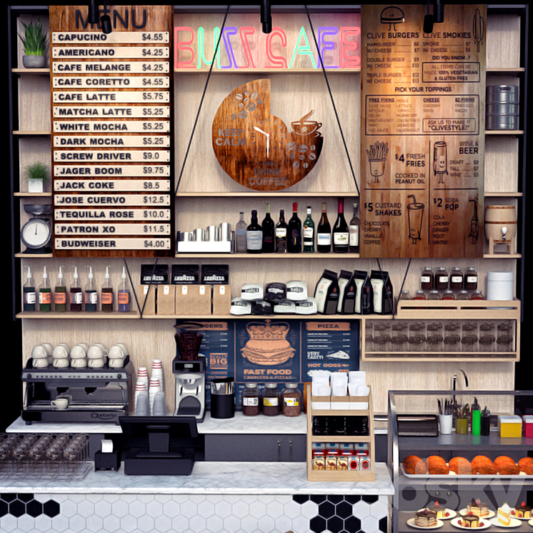 JC Coffee Shop Counter 3D Model