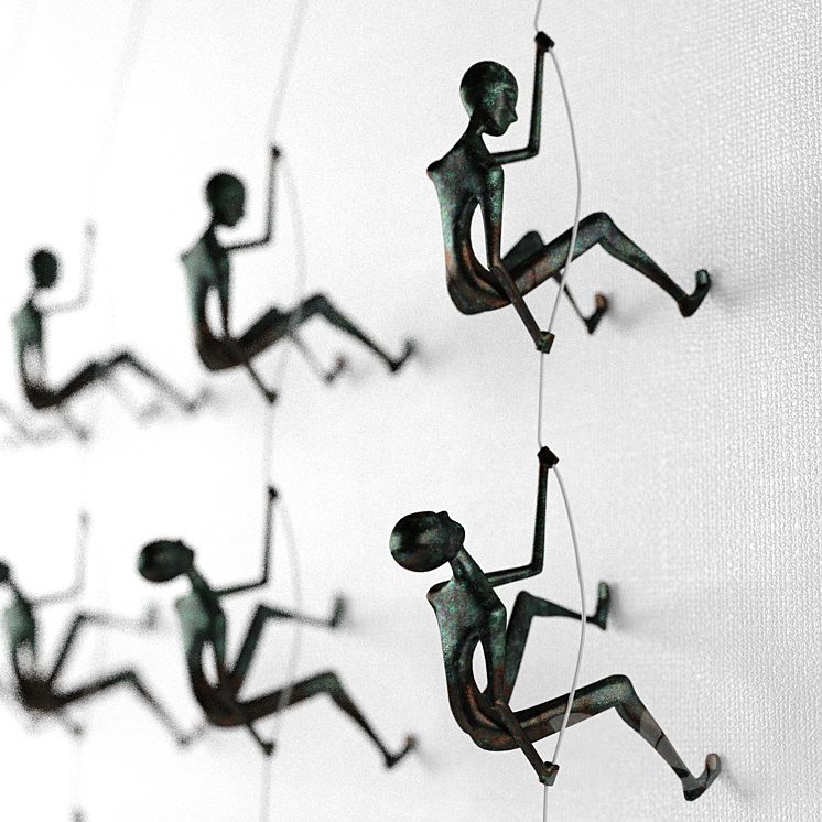 Climbing man wall sculpture 3DS Max - thumbnail 2
