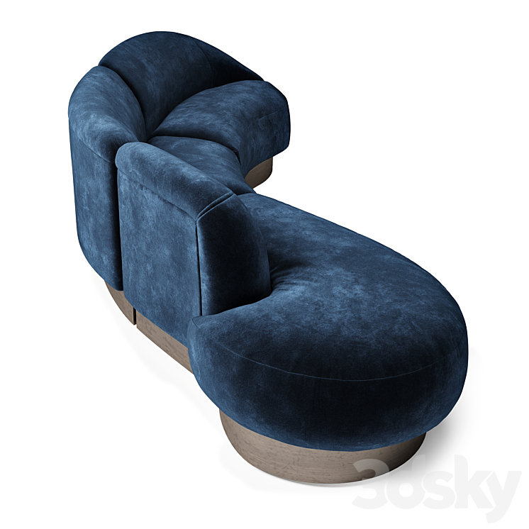 Vladimir Kagan Sectional in Deep Blue Mohair 3D Model