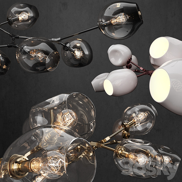 Collection Branching bubble 13 lamps 3D Model