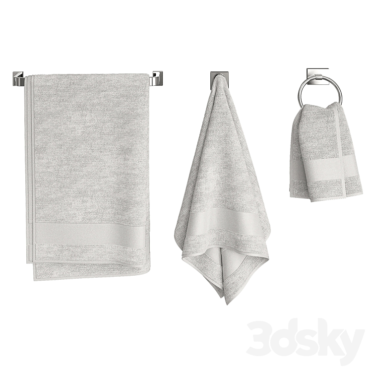 White Towels Set 3D Model