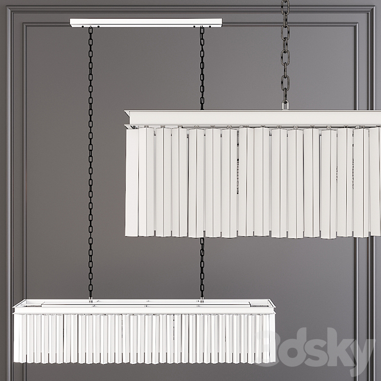 Restoration Hardware 1920S ODEON RHYS CLEAR GLASS PRISM RECTANGULAR CHANDELIER 49 Nickel 3D Model