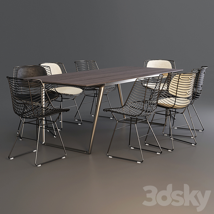MDF Italia: Dining Set (Table Axy Comfort & Chair Flow Filo) 3DS Max - thumbnail 2