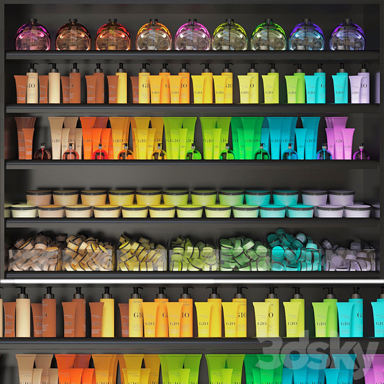 Set of multi-colored cosmetics. Beauty saloon 3DS Max - thumbnail 1
