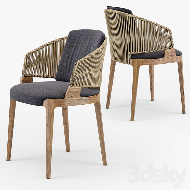 Potocco Velis hand weaved armchair 3DS Max - thumbnail 2