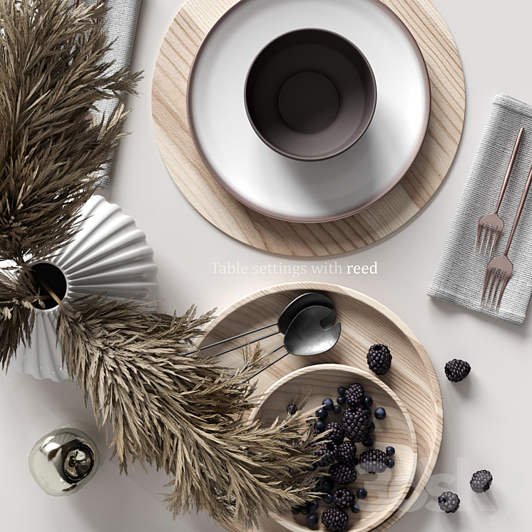 Table settings with reed 3DS Max - thumbnail 2
