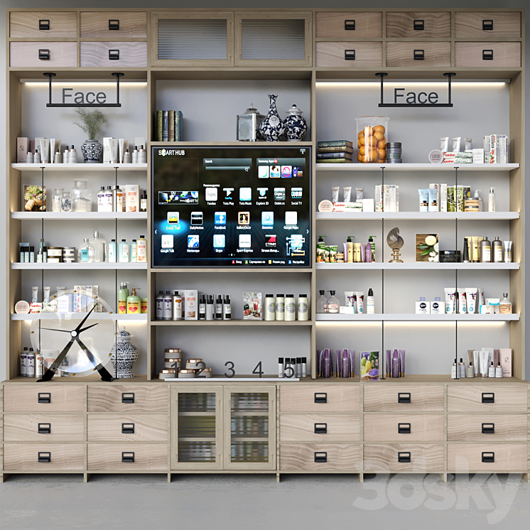 Closet with cosmetics for personal care in a beauty salon 3DS Max - thumbnail 1