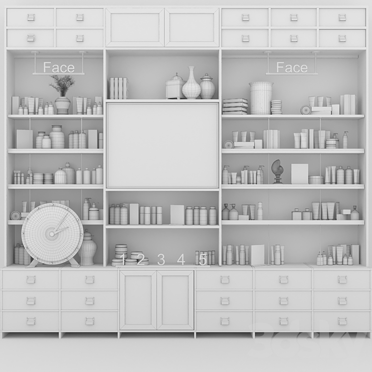 Closet with cosmetics for personal care in a beauty salon 3DS Max - thumbnail 2