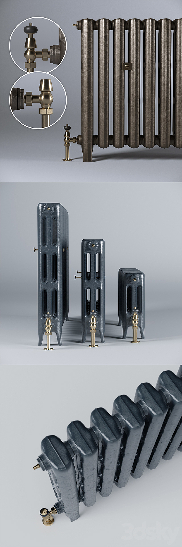 Castrads Cast Iron Radiators 3D Model