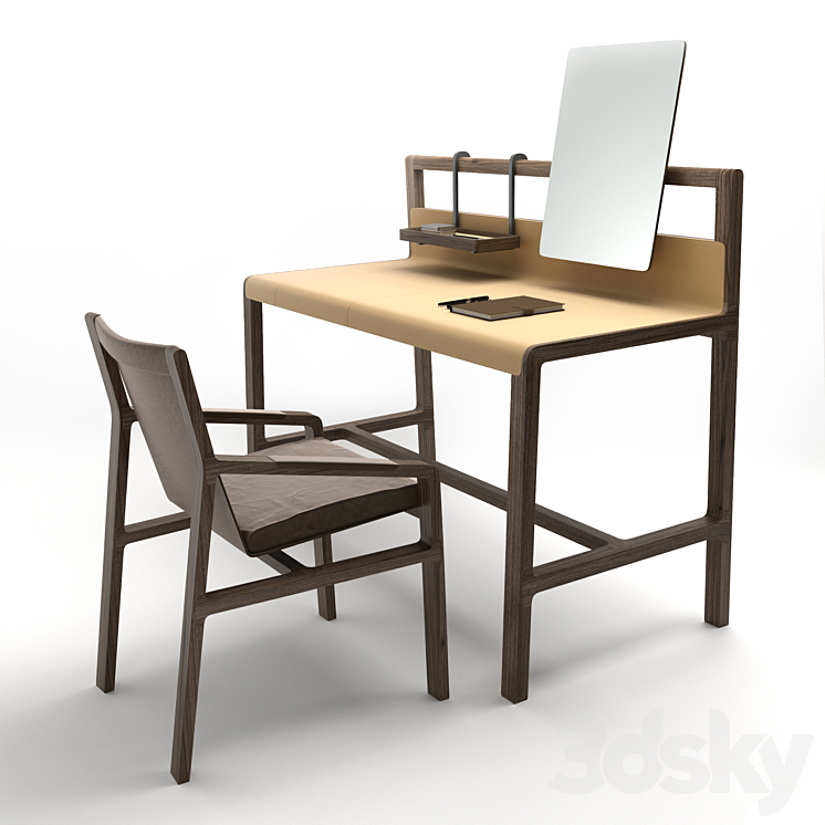 Alivar Scribe desk and Ester chair 3DS Max Model - thumbnail 1