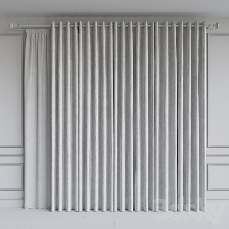 A set of curtains on the rings 18. Beige range 3DS Max - thumbnail 2