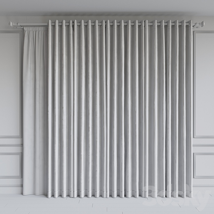 A set of curtains on the rings 19. Gray gamma 3D Model
