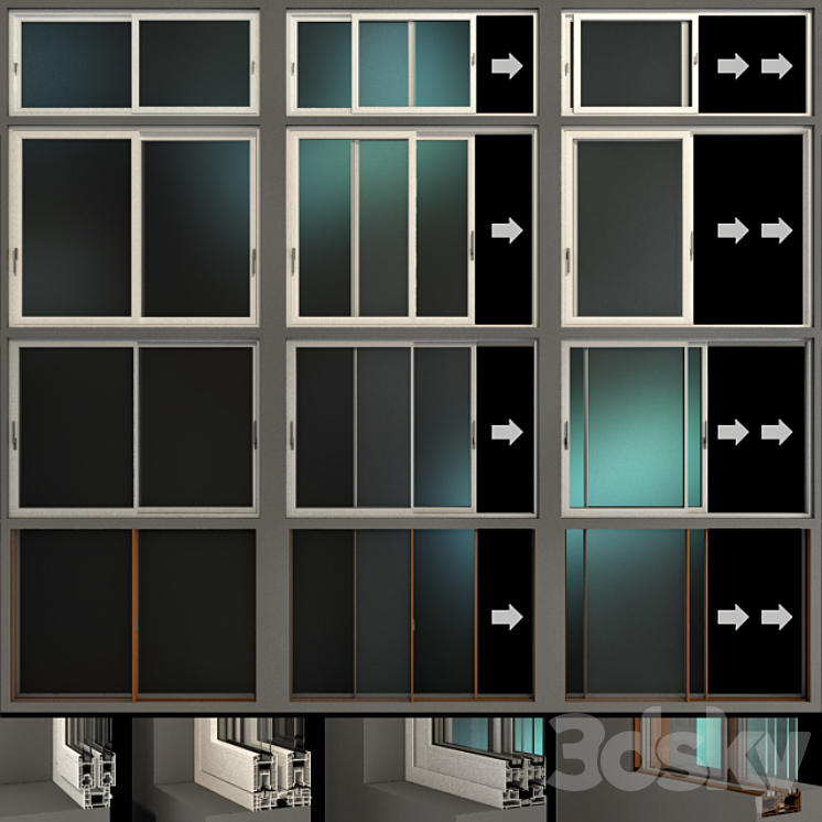 Sliding Stained Glass Aluminum Windows / Sliding Stained Glass Aluminum Windows 3D Model
