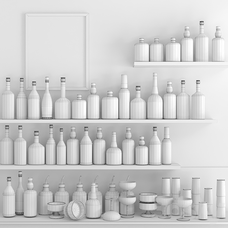 Rack with strong alcohol. Bar 5 3D Model