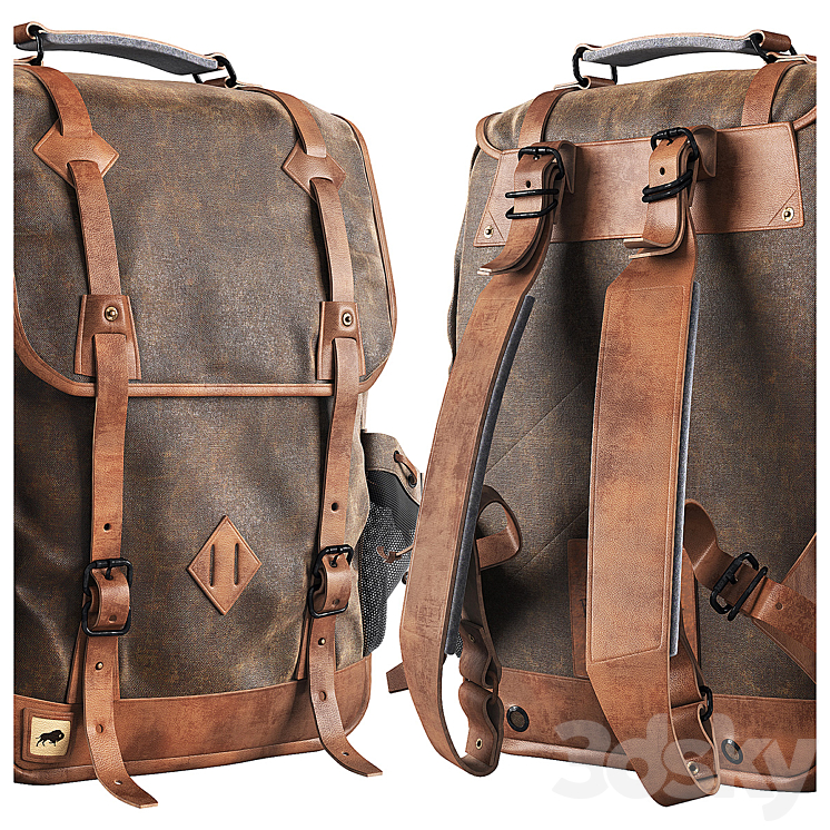 DAKOTA WAXED CANVAS COMMUTER BACKPACK 3D Model