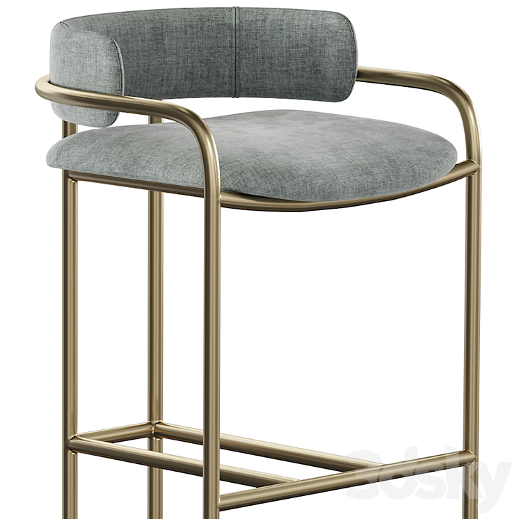 West Elm-Lenox Velvet Counter Stool 3D Model