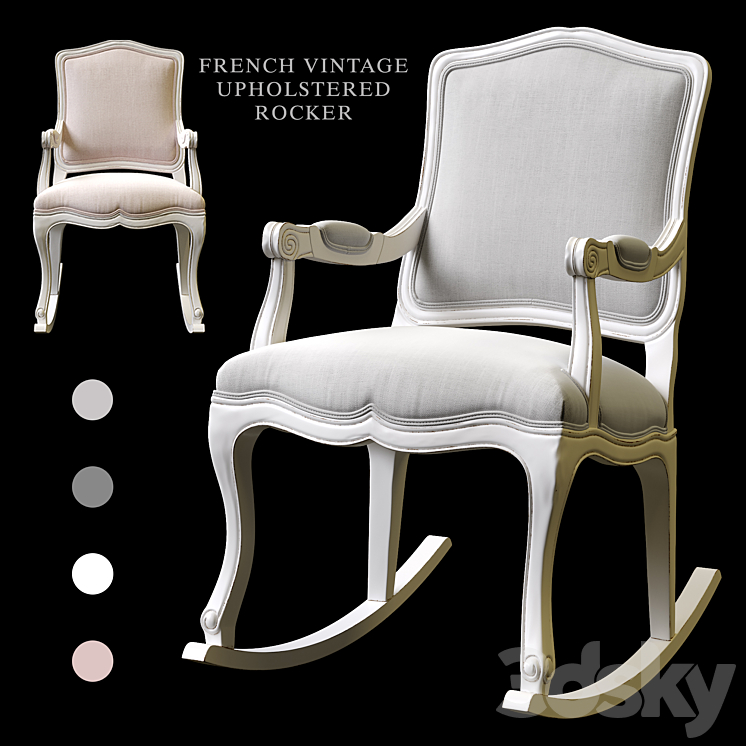 RH | French Vintage Upholstered Rocker 3DS Max Model - thumbnail 2