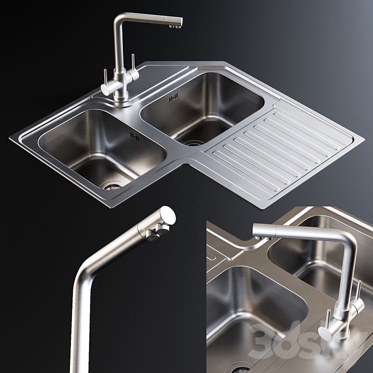 Sink Alba and Mixer Amalfi 3D Model
