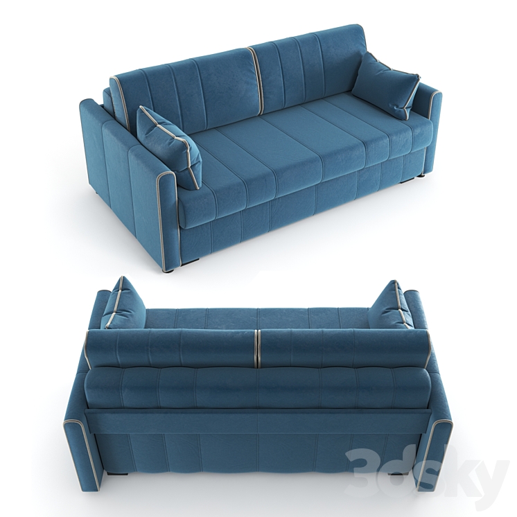Straight blue Rimmini sofa bed velor 3DS Max - thumbnail 2