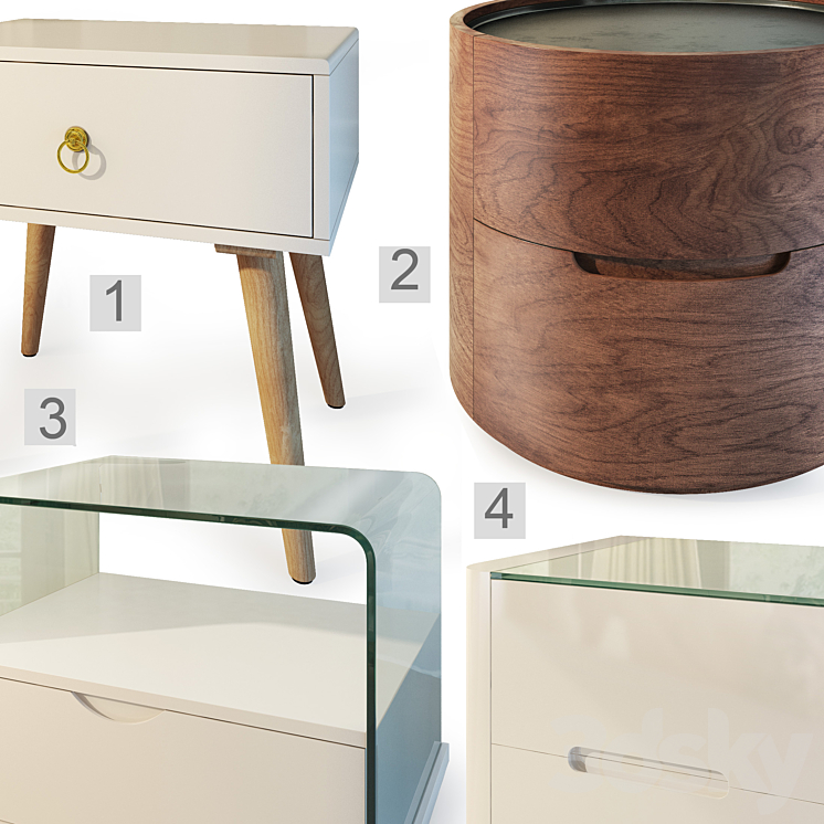 Curbstones from IMODERN (set2). Nightstand bedside table. 3DS Max - thumbnail 2
