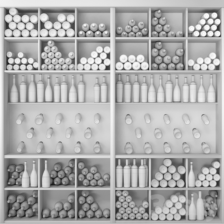 Wine cabinet with wine 3. Alcohol 3D Model