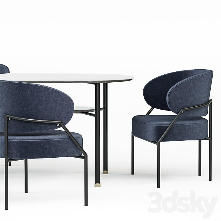 Chair Meridiani Isetta table Meridiani Hubert 3D Model