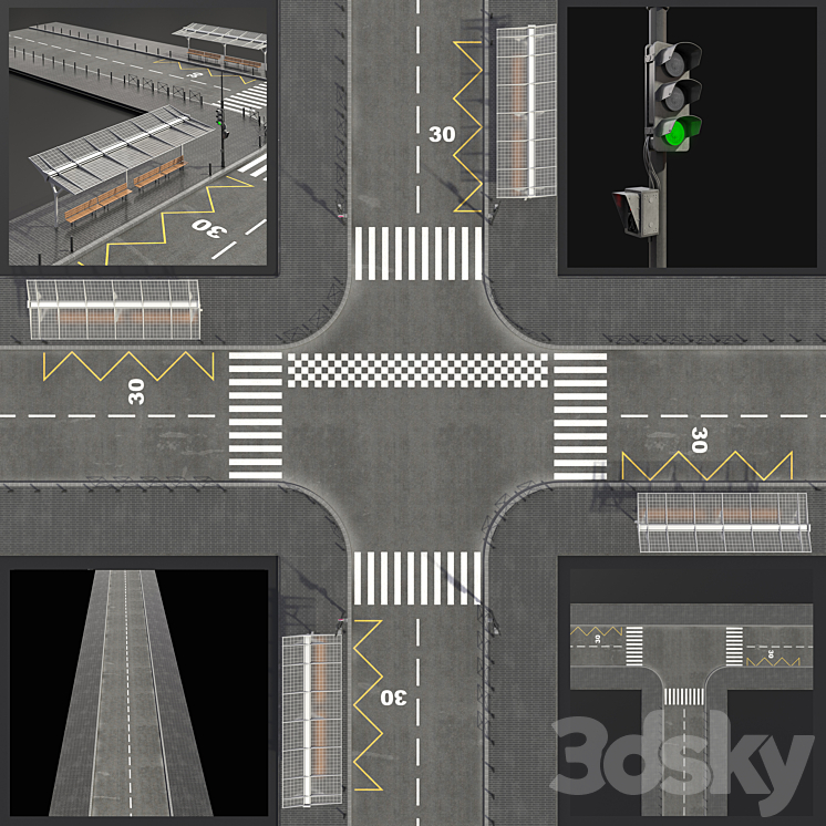 Gray street 3D Model