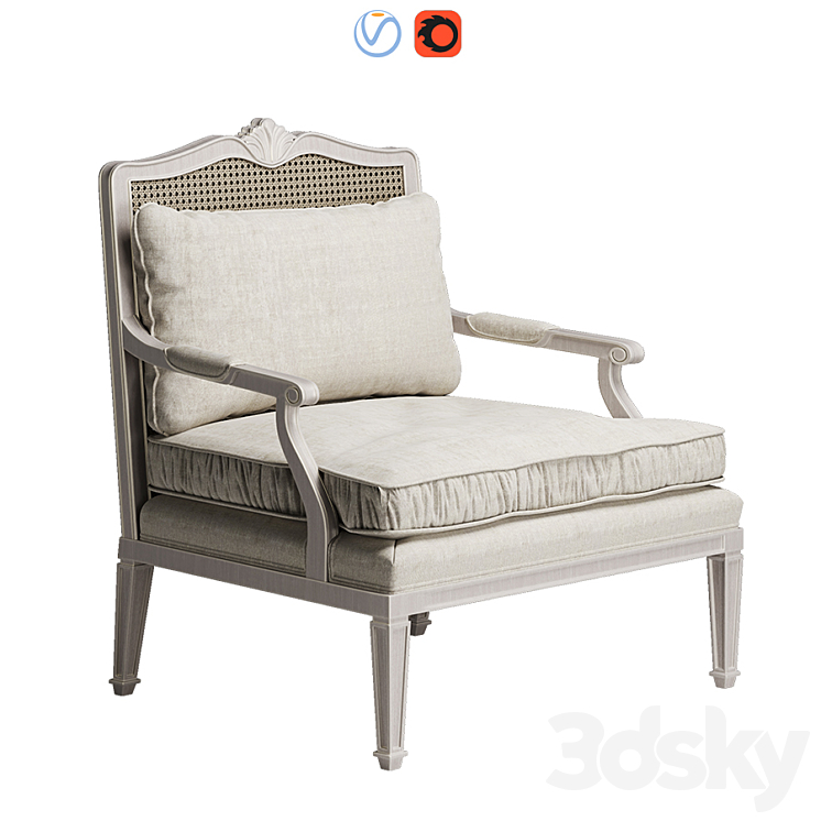 Baker Chantilly Lounge chair 3DS Max - thumbnail 1
