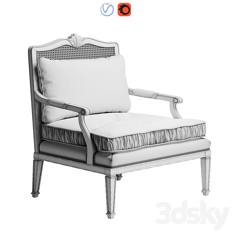 Baker Chantilly Lounge chair 3DS Max - thumbnail 2