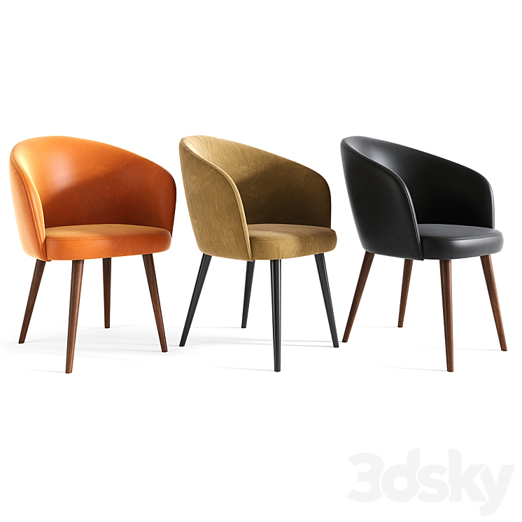 Tavern Modern Armchair With Wooden Legs 3DS Max - thumbnail 2