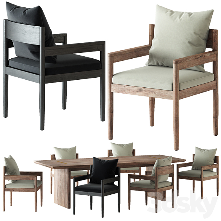 HARBOR \/ ROZELLE DINING CHAIR AND TABLE 3DS Max - thumbnail 1