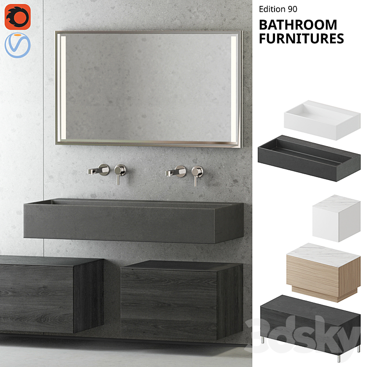 Furniture for bathroom Keuco Edition 90 3DS Max - thumbnail 1