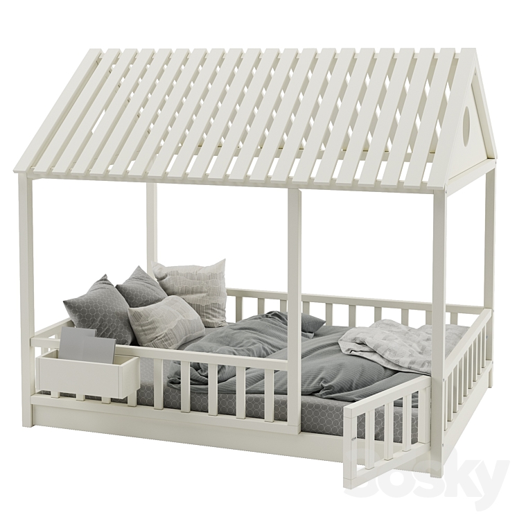Children's bed with columns No. 3 3D Model