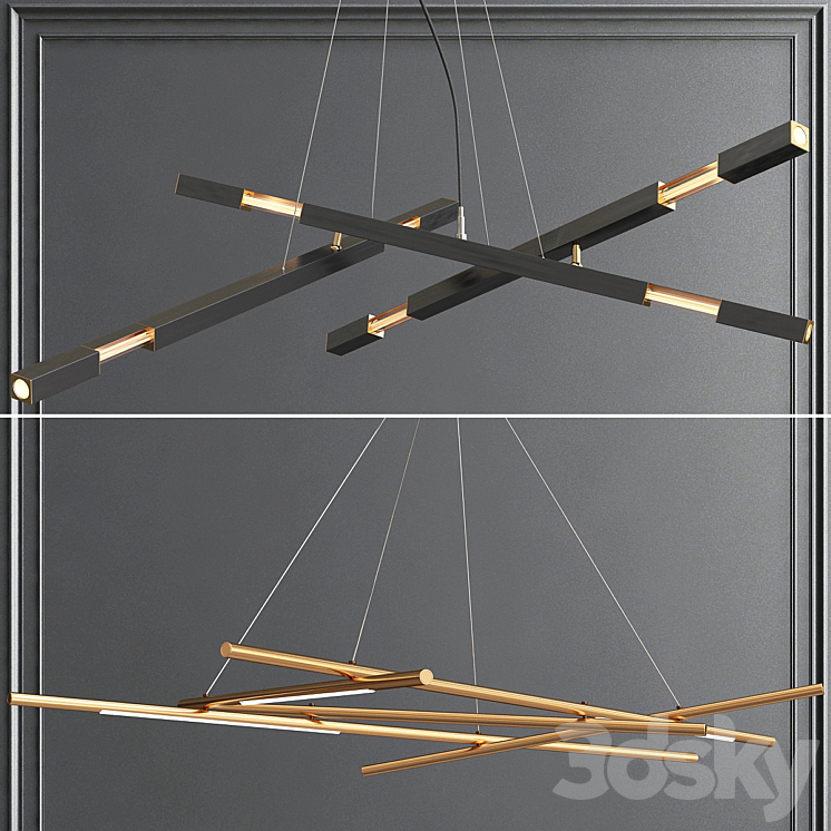 Collection of Minimalist Chandelier 3DS Max - thumbnail 1