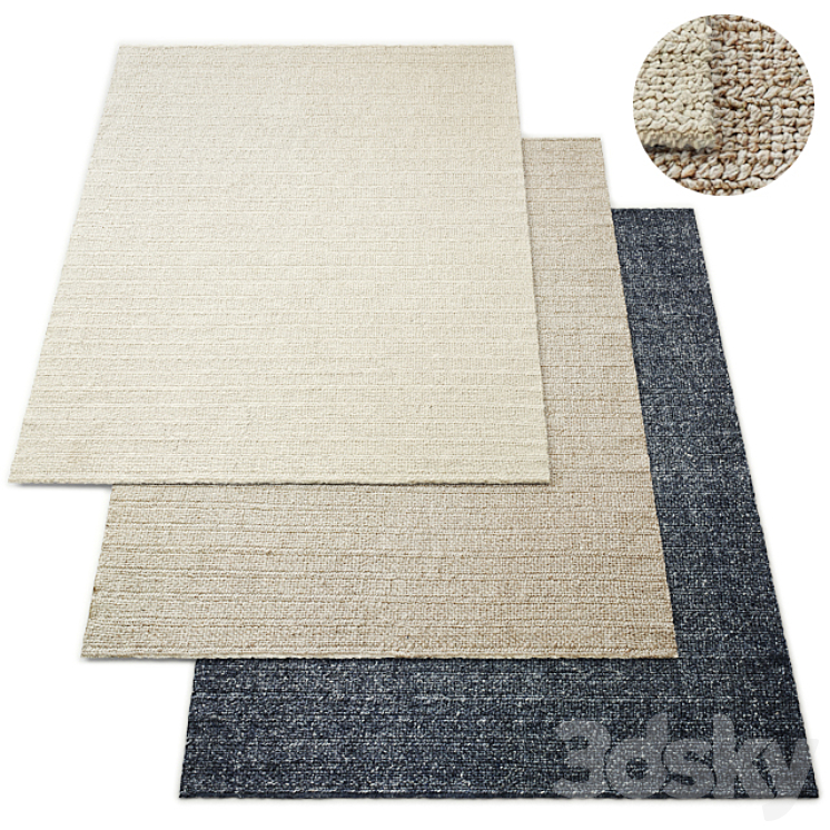RH Bandera Braided Handwoven Wool Rug Collection Carpets 3D model
