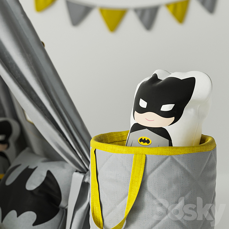 Wigwam Batman with cushions and basket 3DS Max - thumbnail 2