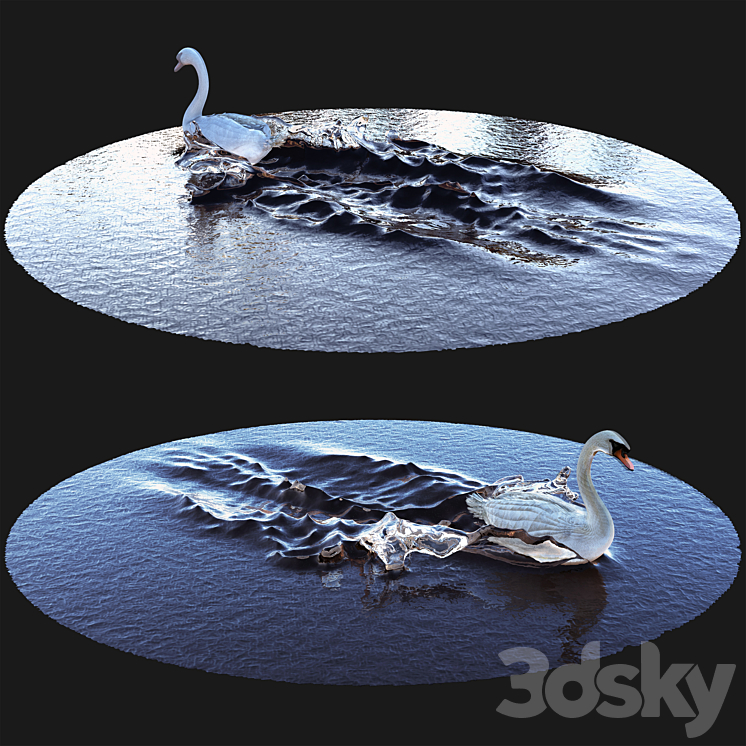 Goose on water 3DS Max - thumbnail 1